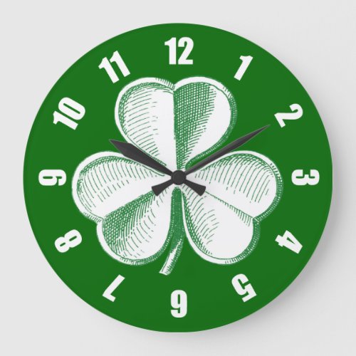 Shamrock Sketch Large Clock