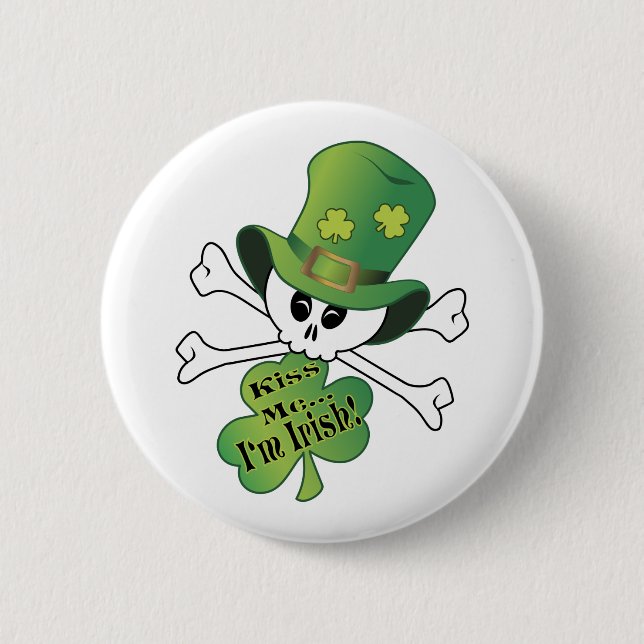 Shamrock Skull Button (Front)