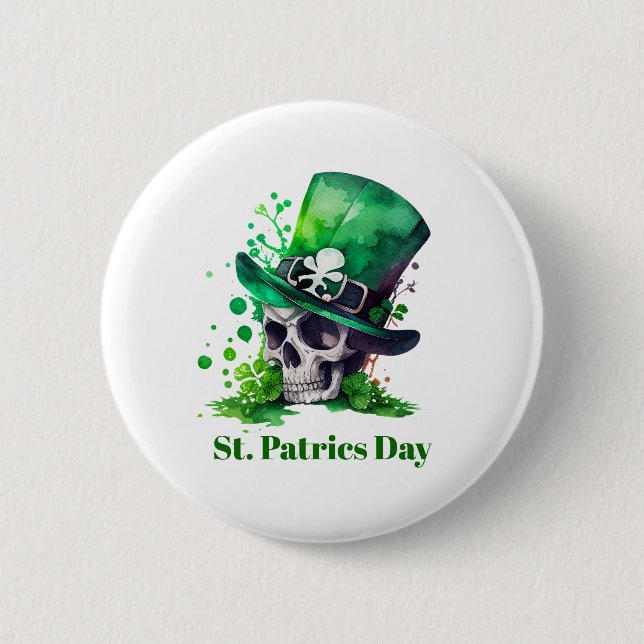 Shamrock skull design button (Front)
