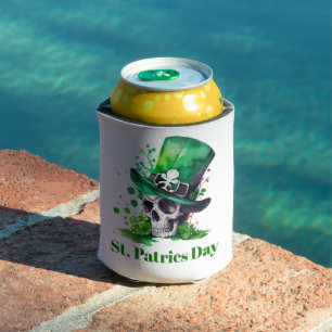 Shamrock skull design can cooler