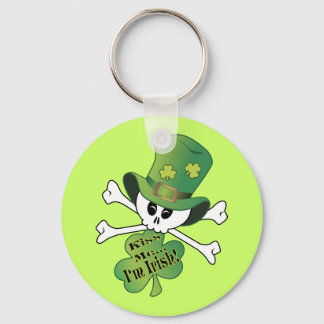 Shamrock Skull Keychain