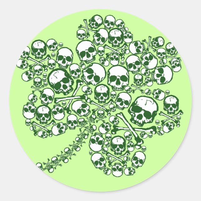 Shamrock Skulls Classic Round Sticker (Front)