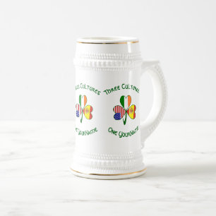 Shamrock Spain Ireland USA Flags Beer Stein