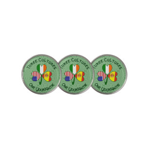 Shamrock Spain Ireland USA Flags Golf Ball Marker