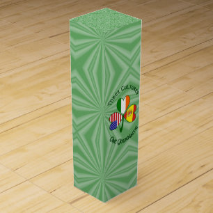 Shamrock Spain Ireland USA Flags Wine Box