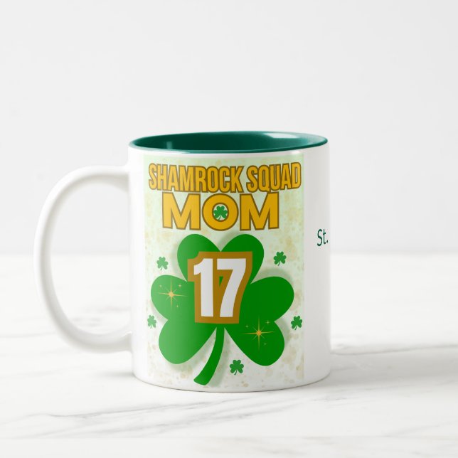 Shamrock Squad Mom - St. Patrick's Day 2025 Two-Tone Coffee Mug (Left)