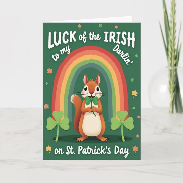 Shamrock Squirrel Luck Card (Front)