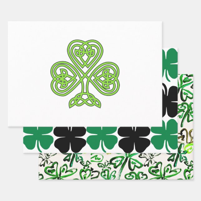 Shamrock St. Patrick Day Wrapping Paper Sheets (Set)