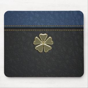 Shamrock St.Patrick`s Day,Blue Black Leather Mouse Pad