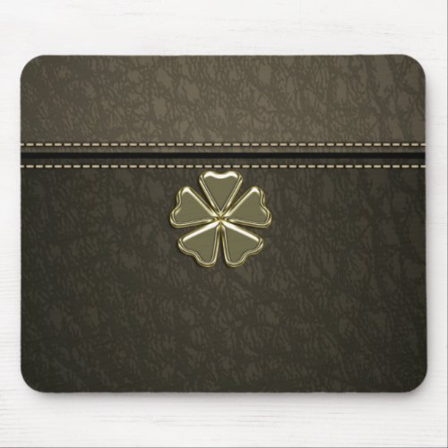 Shamrock StPatricks DayBrown Leather Mouse Pad