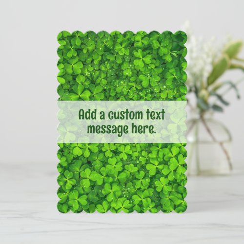 Shamrock St Patricks Custom Text Flat Card