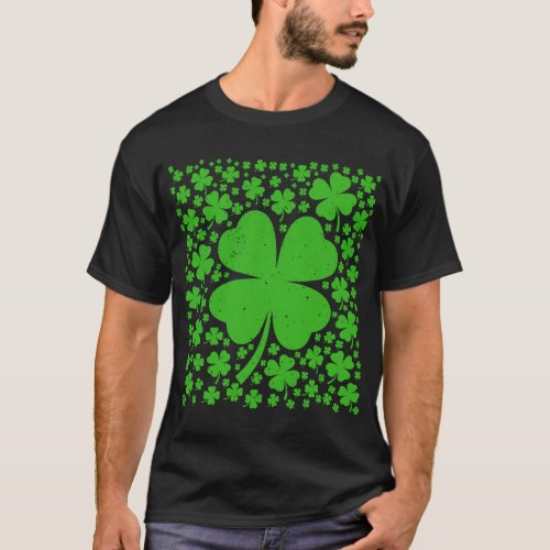 Shamrock St Patricks Day 4 Leaf Clover Paddys Day T_Shirt