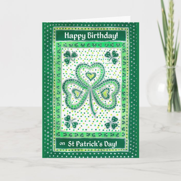 Shamrock St Patricks Day Birthday Card