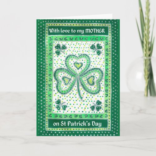 Shamrock St Patricks Day Card for a Mother
