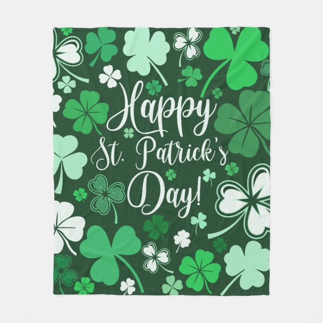 Shamrock St. Patrick's Day Fleece Blanket (Front)