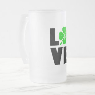 shamrock St. Patrick's Day Frosted Glass Beer Mug