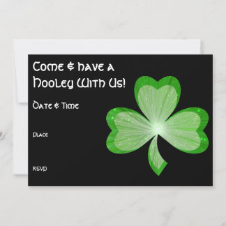 Shamrock St Patrick's Day Hooley invitation black