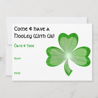 Shamrock St Patrick's Day Hooley invitation white