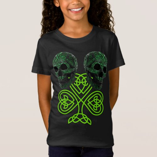 Shamrock St Patricks Day Irish Celtic Knot Skulls T_Shirt