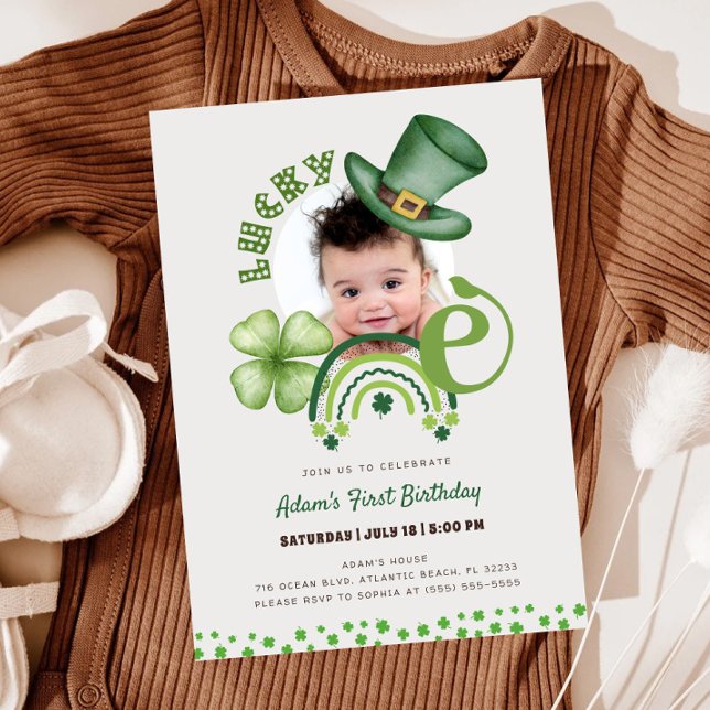 Shamrock St. Patrick's Day Lucky One 1st Birthday Invitation (Creator Uploaded)