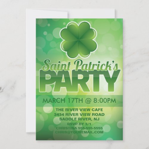 Shamrock St Patricks Day Party Invitation