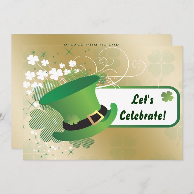 shamrock St Patricks Day party Invitation (Front/Back)