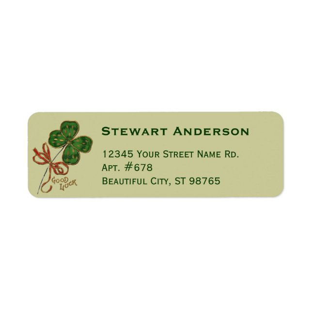 Shamrock St. Patrick's Day Return Address Labels (Front)