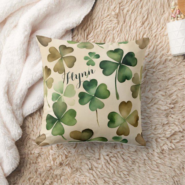 Shamrock St Patricks Day Throw Pillow (Blanket)