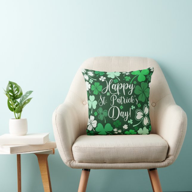 Shamrock St. Patrick's Day Throw Pillow (Chair)