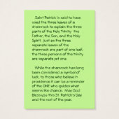 Shamrock St. Patrick's Day Wallet Cards (Back)
