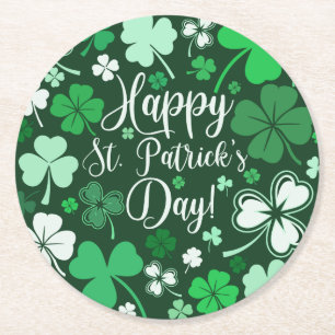 Shamrock St Patrick's Round Paper Coaster
