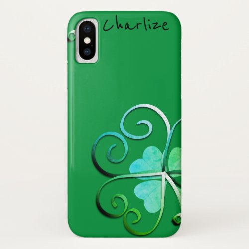 Shamrock St Patricks WName iPhone X Case