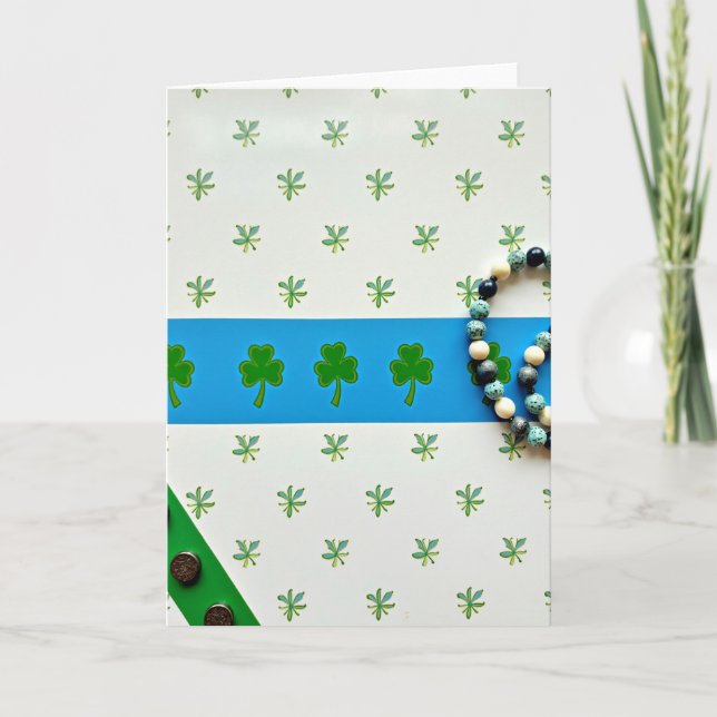 Shamrock Star Pattern St Patricks Card (Front)
