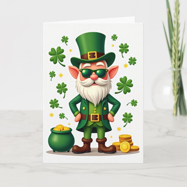 Shamrock Starburst Leprechaun Card (Front)