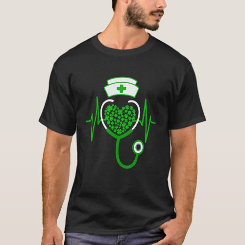 Shamrock Stethoscope Nurse   St Patrick S Day Luck T_Shirt