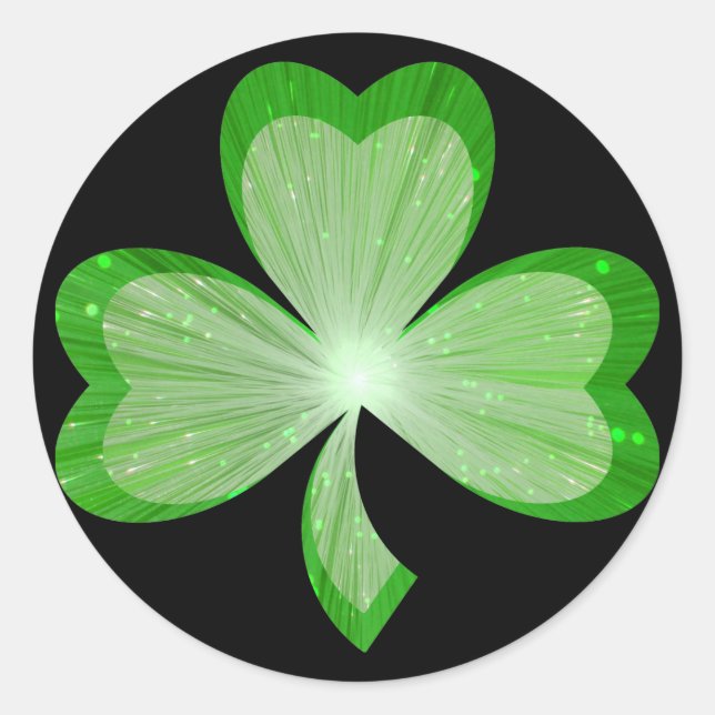 Shamrock sticker round black (Front)