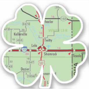 Shamrock Texas Clover Map Sticker