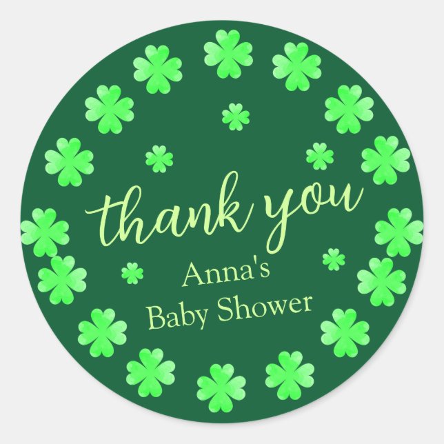 Shamrock Thank You Favor Classic Round Sticker (Front)