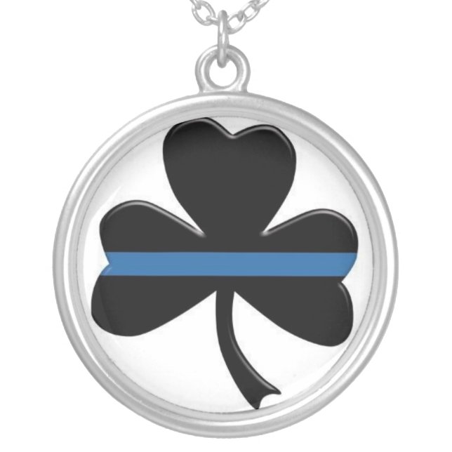 Shamrock Thin Blue Line Necklace (Front)