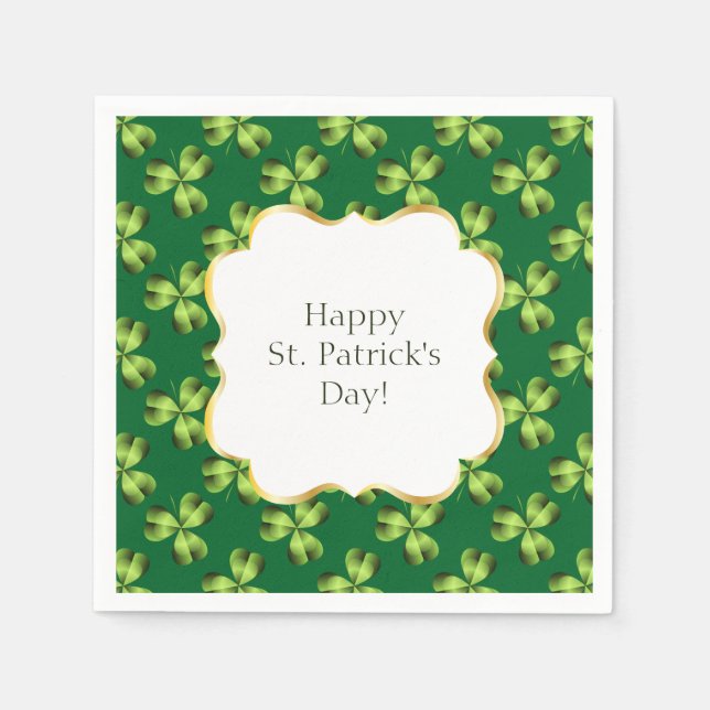 Shamrock Three Leaf Clover Graphic Paper Napkins (Front)