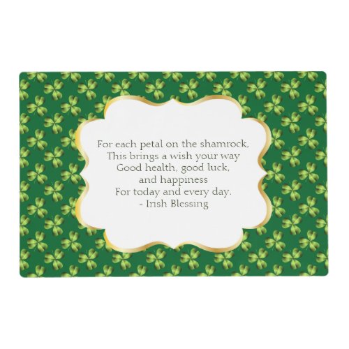 Shamrock Three Leaf Clover Graphic Placemat