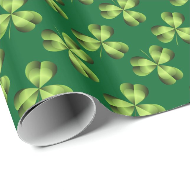 Shamrock Three Leaf Clover Graphic Wrapping Paper (Roll Corner)