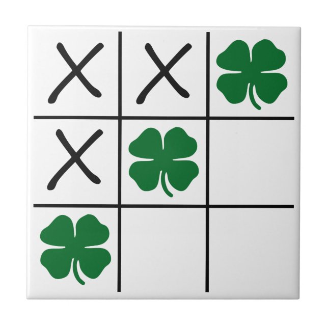 Shamrock Tic Tac Toe Ceramic Tile (Front)