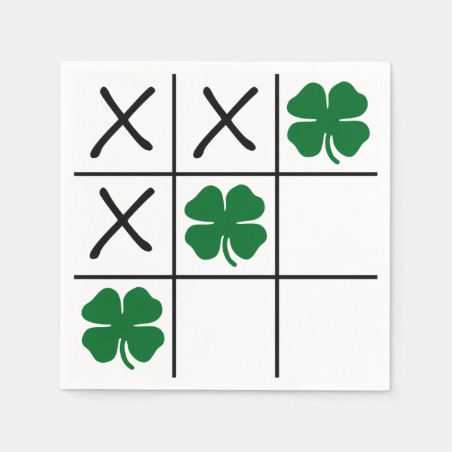 Shamrock Tic Tac Toe Paper Napkins (Front)