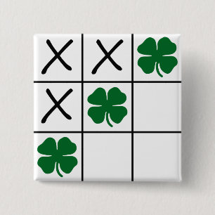 Shamrock Tic Tac Toe Pinback Button