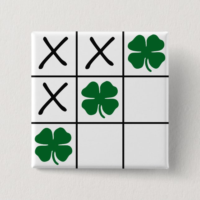 Shamrock Tic Tac Toe Pinback Button (Front)