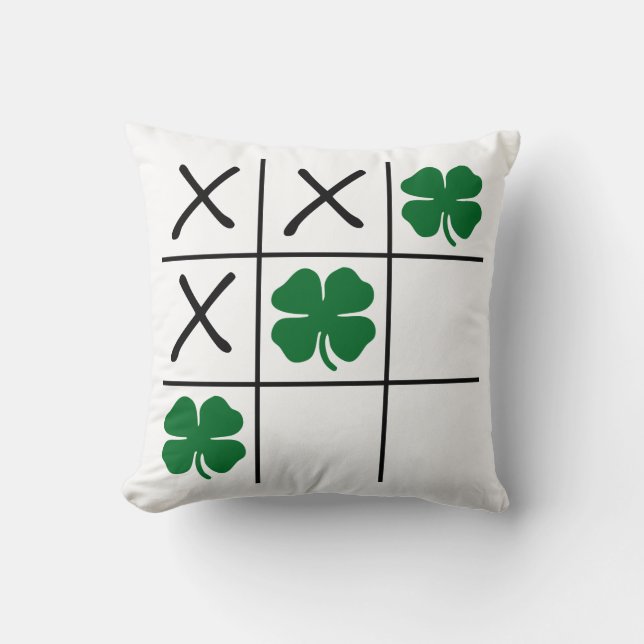 Shamrock Tic Tac Toe Throw Pillow (Front)