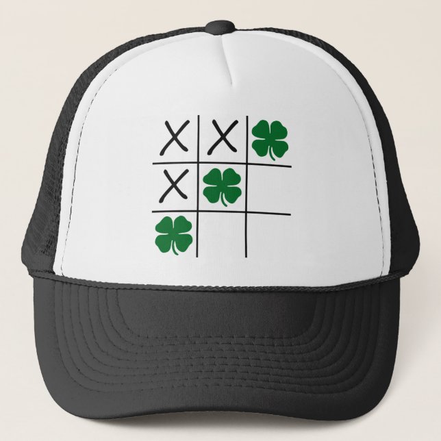 Shamrock Tic Tac Toe Trucker Hat (Front)