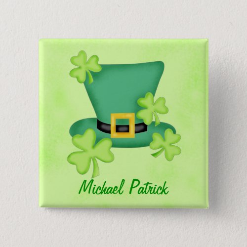 Shamrock Top Hat St Patricks Name Badge Pin
