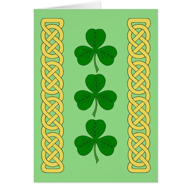 Shamrock Trio and Knotwork Bands Card (Front)
